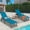 IDMarket Lot de 2 transats de jardin inclinables toile bleu canard et acier gris anthracite* Bains De Soleil|Fauteuils De Jardin