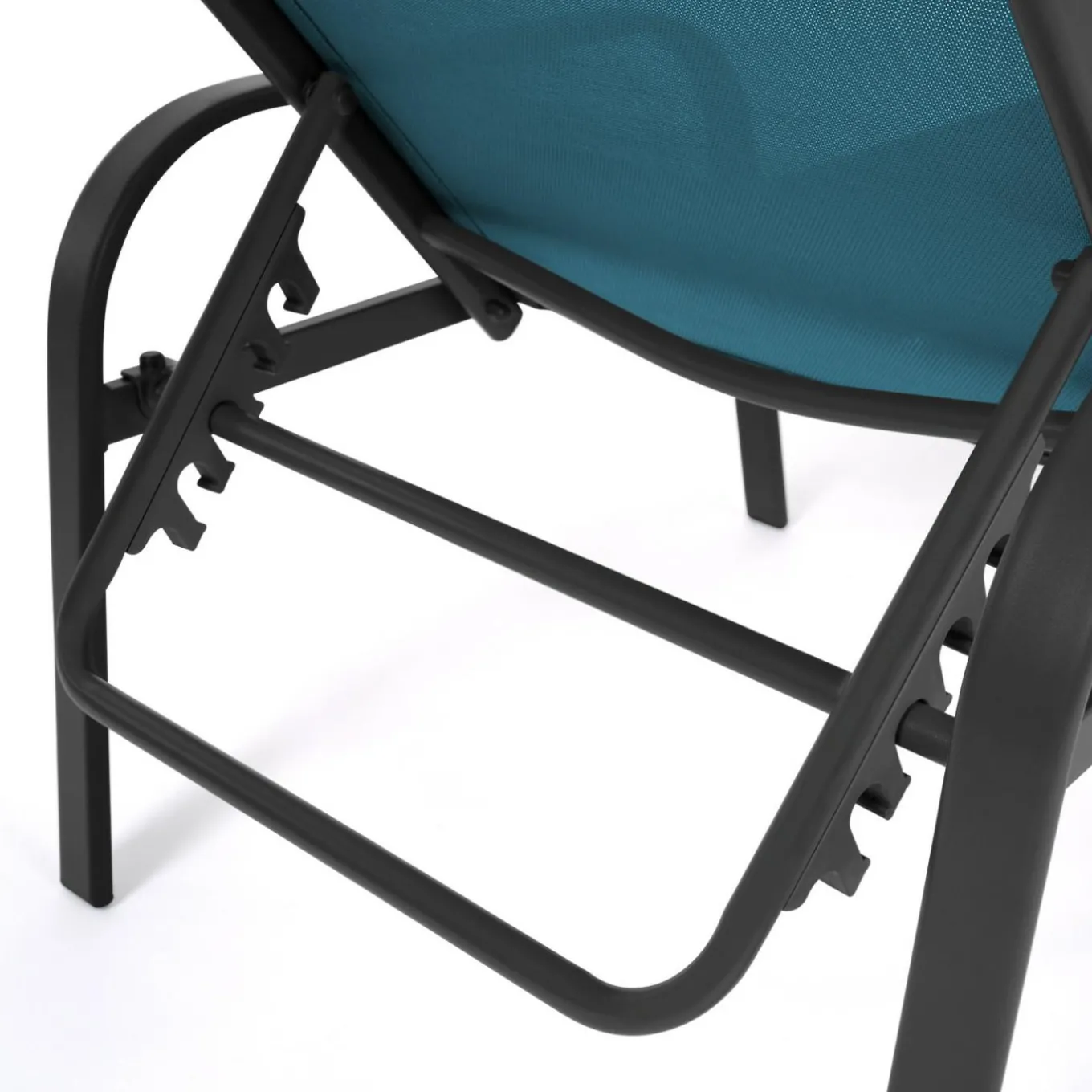 IDMarket Lot de 2 transats de jardin inclinables toile bleu canard et acier gris anthracite* Bains De Soleil|Fauteuils De Jardin