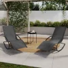 IDMarket Lot de 2 transats de jardin à bascule gris en acier et avec une toile grise* Bains De Soleil|Fauteuils De Jardin