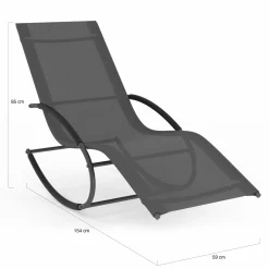 IDMarket Lot de 2 transats de jardin à bascule gris en acier et avec une toile grise* Bains De Soleil|Fauteuils De Jardin