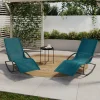 IDMarket Lot de 2 transats de jardin à bascule gris anthracite et toile bleu canard* Bains De Soleil|Fauteuils De Jardin
