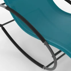 IDMarket Lot de 2 transats de jardin à bascule gris anthracite et toile bleu canard* Bains De Soleil|Fauteuils De Jardin