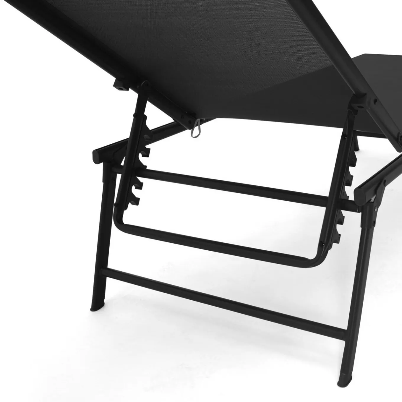 IDMarket Lot de 2 transats de jardin inclinables toile et acier noir* Bains De Soleil|Fauteuils De Jardin