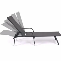 IDMarket Lot de 2 transats inclinables pour jardin en acier gris et toile grise* Bains De Soleil|Fauteuils De Jardin