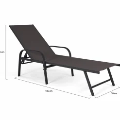 IDMarket Lot de 2 transats inclinables pour jardin en acier noir et toile grise* Bains De Soleil|Fauteuils De Jardin