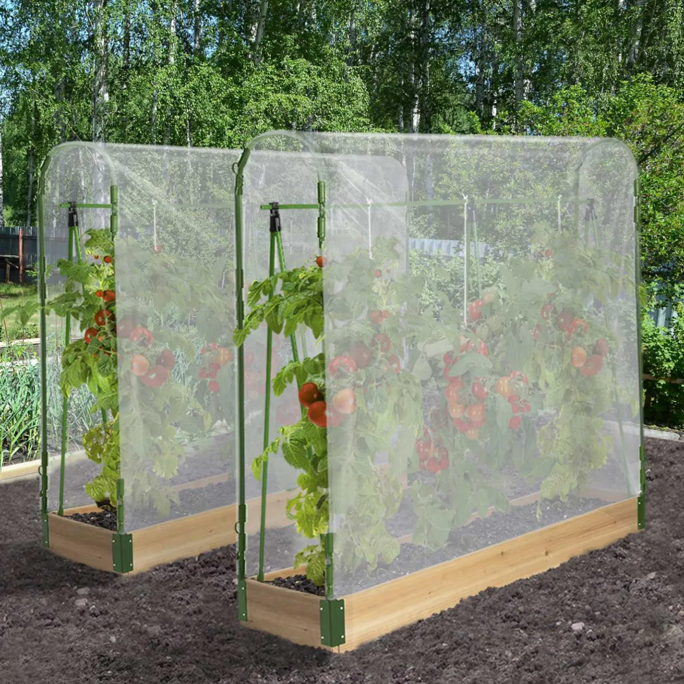 IDMarket Lot de 2 tunnels à tomates 1,20 m* Serres À Tomates Et Équipement Du Potager|Serres