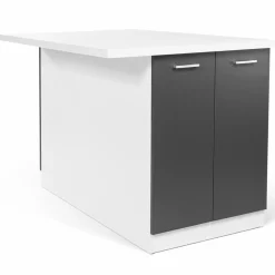 IDMarket Îlot de cuisine blanc et gris 120 cm* Meubles Hauts|Collection Design