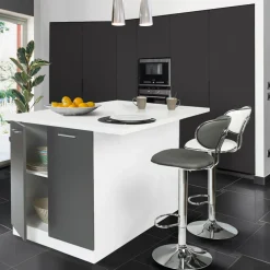 IDMarket Îlot de cuisine blanc et gris 120 cm* Meubles Hauts|Collection Design