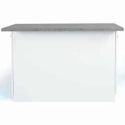 IDMarket Îlot de cuisine blanc et plateau façon béton* Meubles Hauts|Meubles Blancs