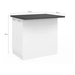 IDMarket Îlot de cuisine blanc et plateau gris anthracite* Meubles Hauts|Meubles Blancs