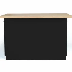 IDMarket Îlot de cuisine noir et plateau façon hêtre 120 cm* Meubles Noirs|Collection Design
