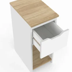 IDMarket Lot de tables de chevet blanc et bois* Meubles Bas|Meubles Blancs