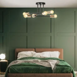 IDMarket Lustre industriel 3 branches métal noir et doré* Luminaires