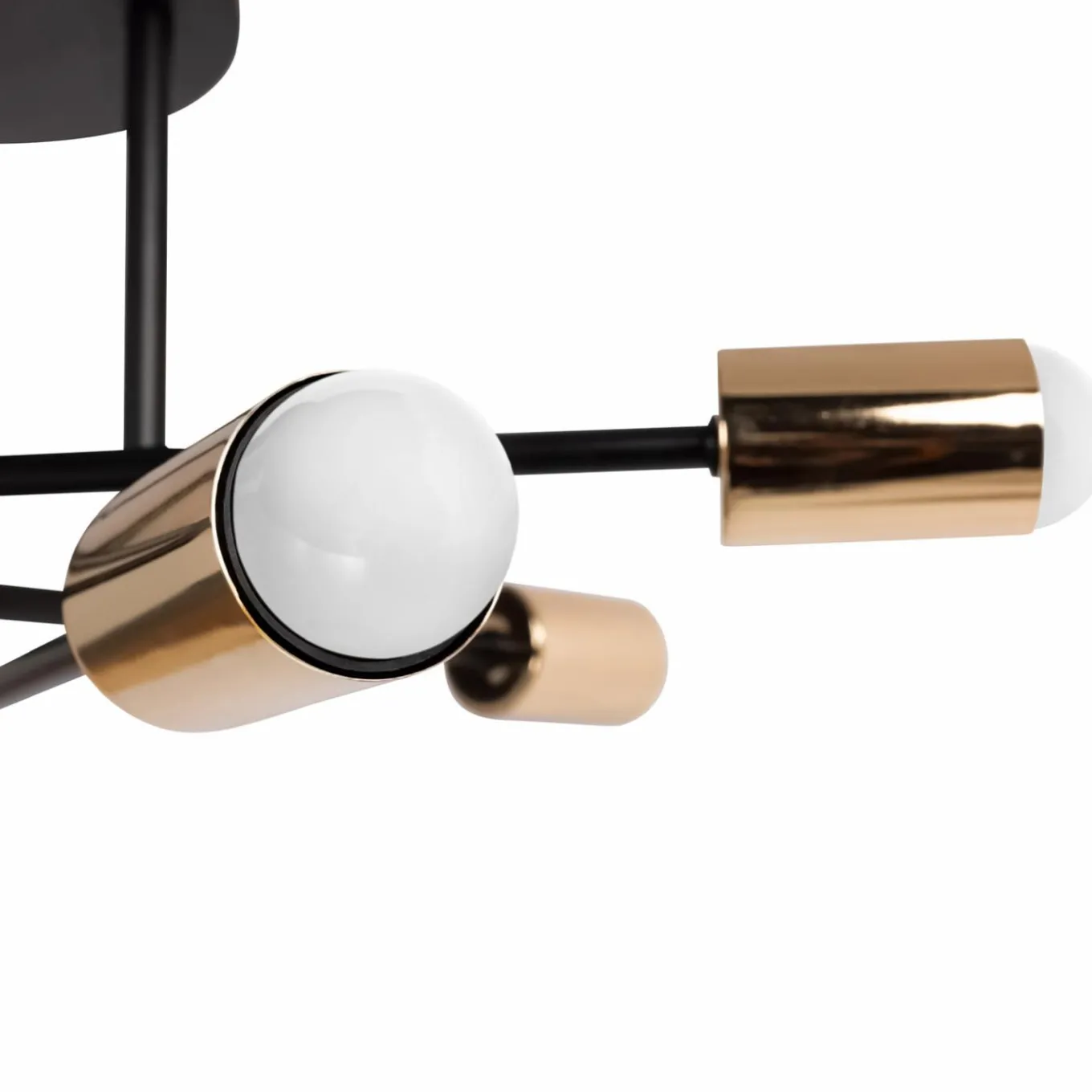 IDMarket Lustre industriel 3 branches métal noir et doré* Luminaires