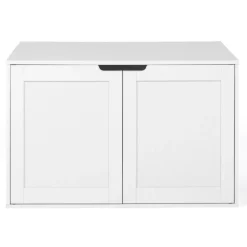 IDMarket Maison de toilette pour chat - cache-litière avec doubles portes blanc* Niches Pour Chat|Accessoires Animaux