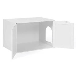 IDMarket Maison de toilette pour chat - cache-litière avec doubles portes blanc* Niches Pour Chat|Accessoires Animaux