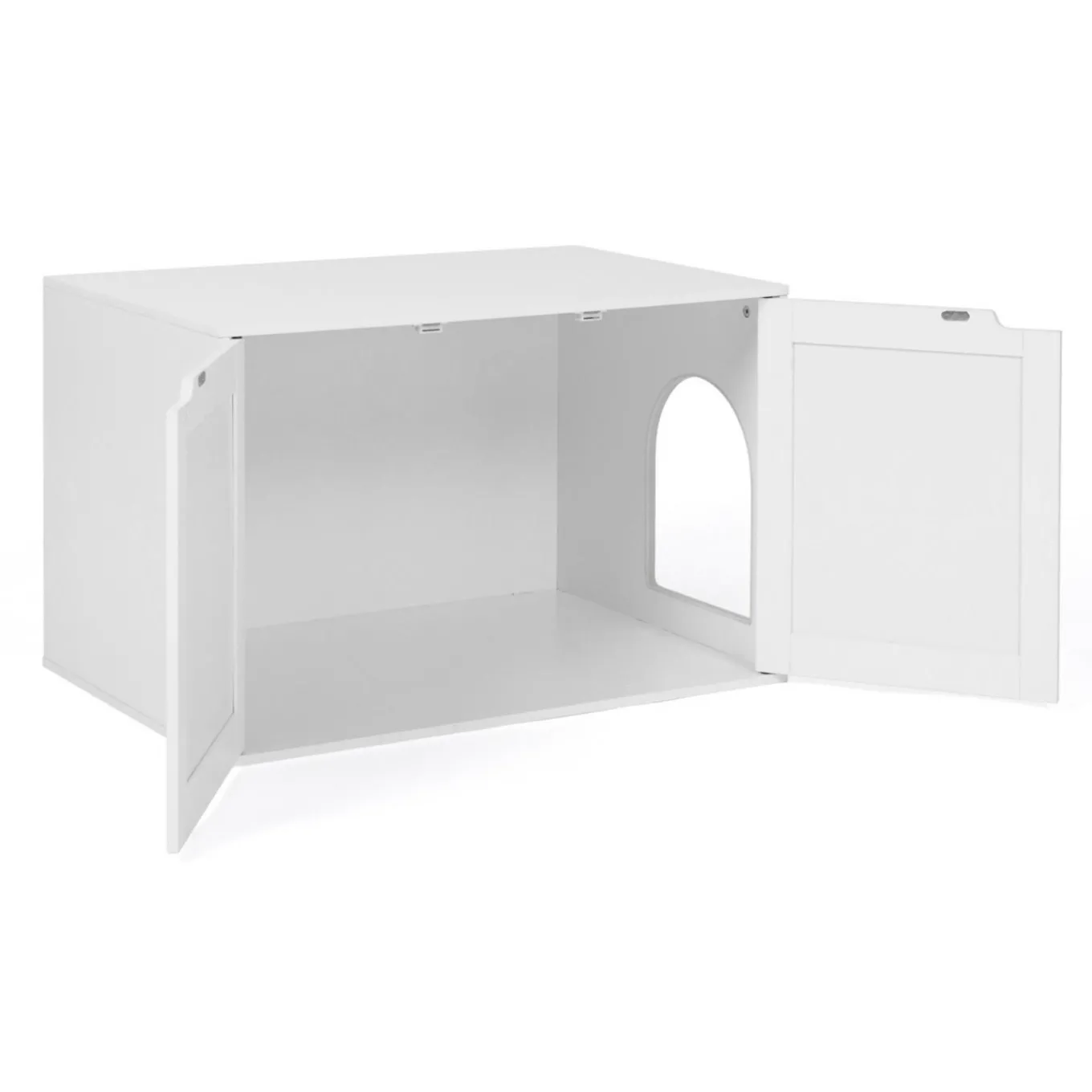 IDMarket Maison de toilette pour chat - cache-litière avec doubles portes blanc* Niches Pour Chat|Accessoires Animaux