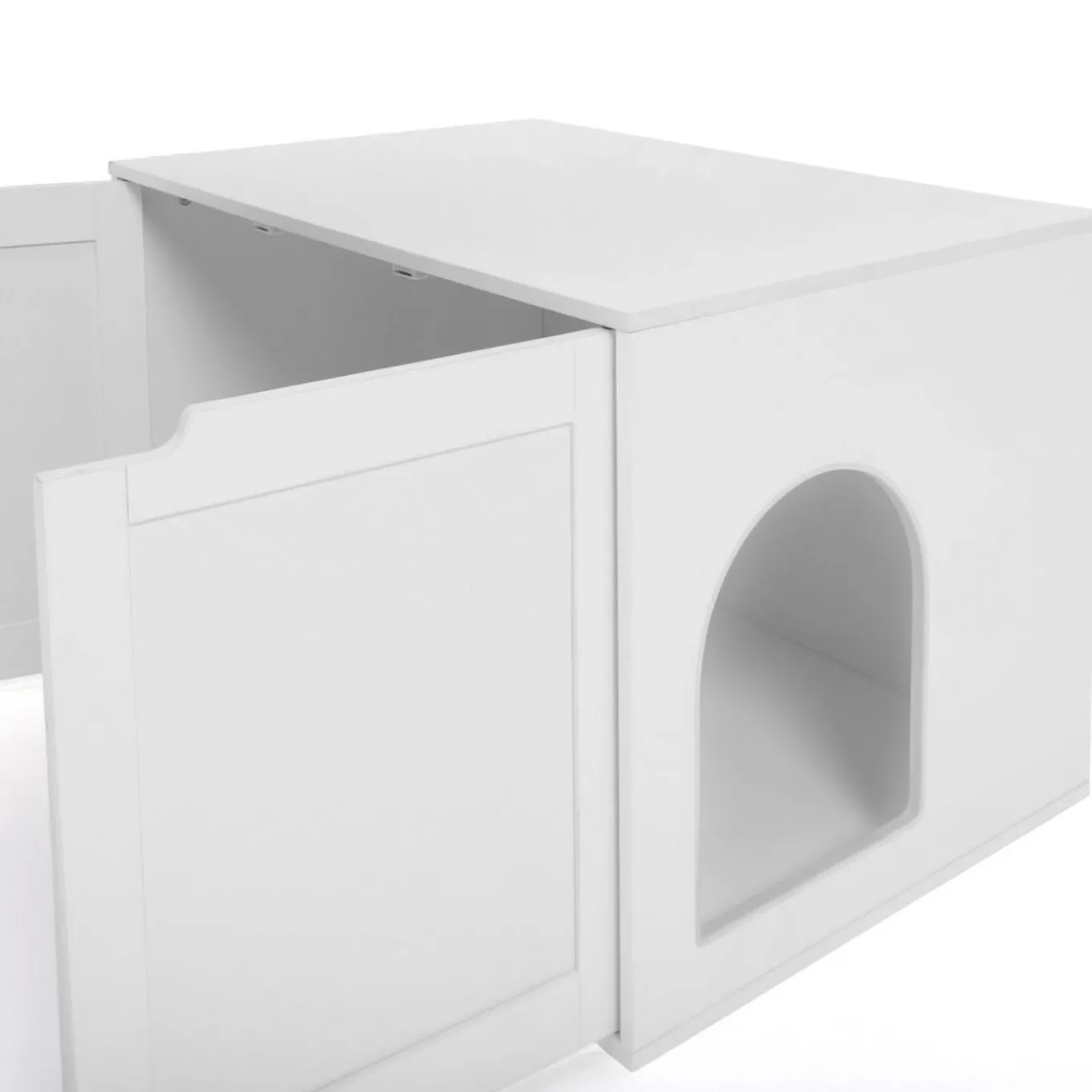 IDMarket Maison de toilette pour chat - cache-litière avec doubles portes blanc* Niches Pour Chat|Accessoires Animaux