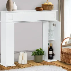 IDMarket Manteau de cheminée console décorative avec rangement* Accessoires Cheminée|Décoration Et Accessoires