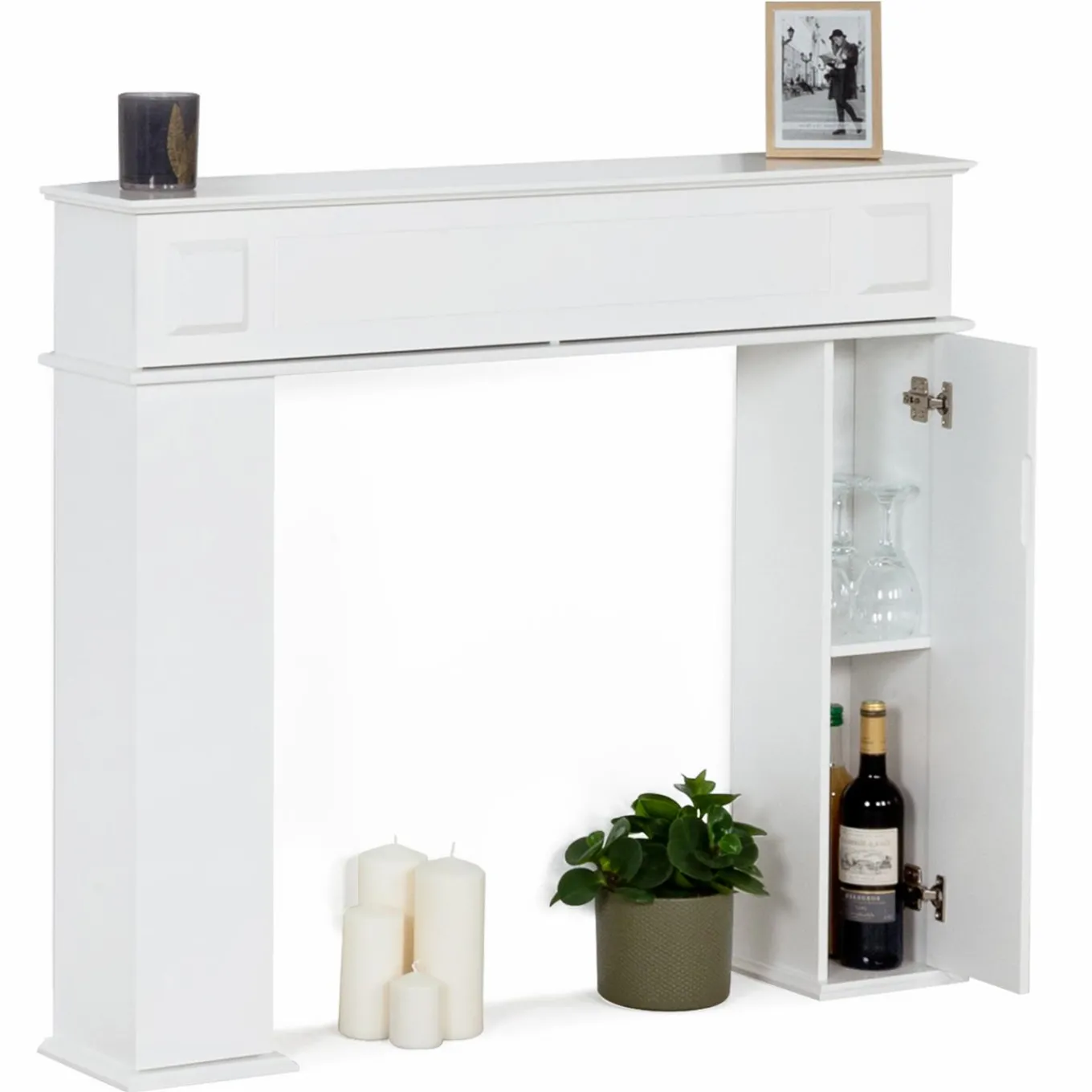 IDMarket Manteau de cheminée console décorative avec rangement* Accessoires Cheminée|Décoration Et Accessoires