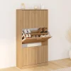 IDMarket Meuble à chaussures 18 paires 3 portes tasseau bois coloris chêne* Collection Contemporaine|Meubles À Chaussures
