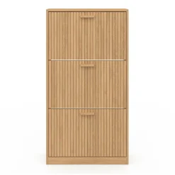 IDMarket Meuble à chaussures 18 paires 3 portes tasseau bois coloris chêne* Collection Contemporaine|Meubles À Chaussures
