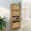 IDMarket Meuble à chaussures 24 paires vintage 4 portes effet naturel cannage* Collection Cannage|Collection Vintage