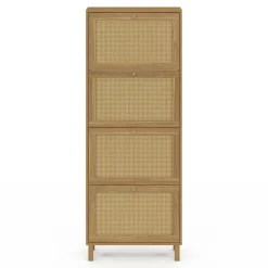 IDMarket Meuble à chaussures 24 paires vintage 4 portes effet naturel cannage* Collection Cannage|Collection Vintage