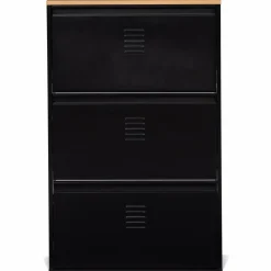 IDMarket Meuble à chaussures 3 portes noir et métal* Rangement Et Accessoires|Collection Métal