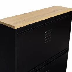 IDMarket Meuble à chaussures 3 portes noir et métal* Rangement Et Accessoires|Collection Métal