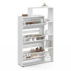 IDMarket Meuble à chaussures 3 portes avec étagère blanc* Meubles Blancs|Petits Meubles