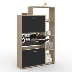 IDMarket Meuble à chaussures 3 portes noires avec étagères* Petits Meubles|Meubles À Chaussures