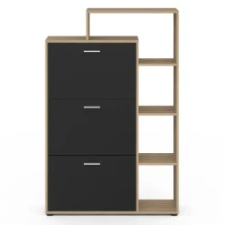 IDMarket Meuble à chaussures 3 portes noires avec étagères* Petits Meubles|Meubles À Chaussures