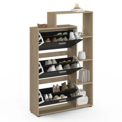 IDMarket Meuble à chaussures 3 portes noires avec étagères* Petits Meubles|Meubles À Chaussures