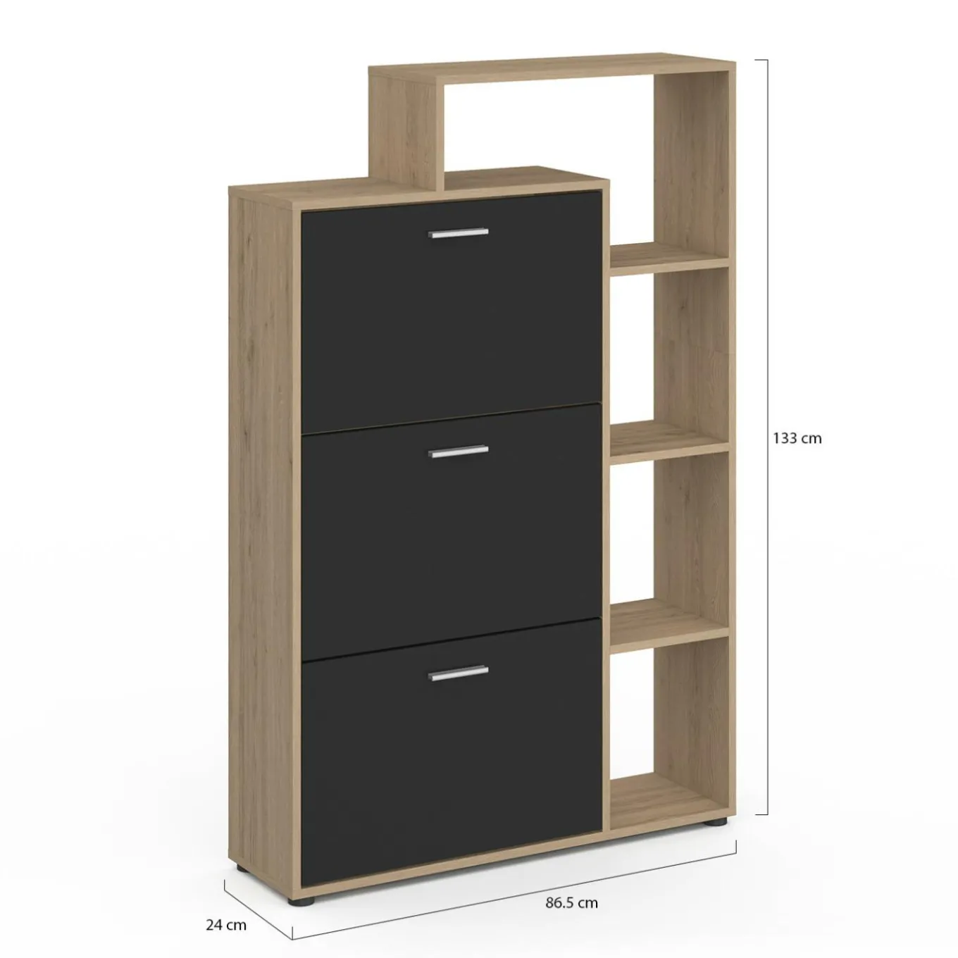 IDMarket Meuble à chaussures 3 portes noires avec étagères* Petits Meubles|Meubles À Chaussures