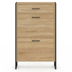 IDMarket Meuble à chaussures avec 2 portes et 1 tiroir style industriel* Meubles Tiroirs|Petits Meubles