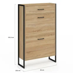 IDMarket Meuble à chaussures avec 2 portes et 1 tiroir style industriel* Meubles Tiroirs|Petits Meubles