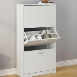 IDMarket Meuble à chaussures blanc 3 portes* Meubles Hauts|Meubles Blancs