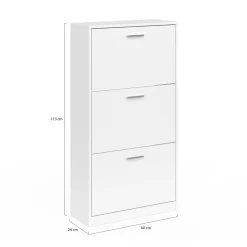 IDMarket Meuble à chaussures blanc 3 portes* Meubles Hauts|Meubles Blancs