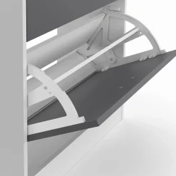 IDMarket Meuble à chaussures blanc et gris 2 portes* Meubles À Chaussures