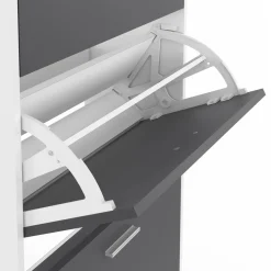 IDMarket Meuble à chaussures blanc 3 portes grises* Petits Meubles|Meubles À Chaussures