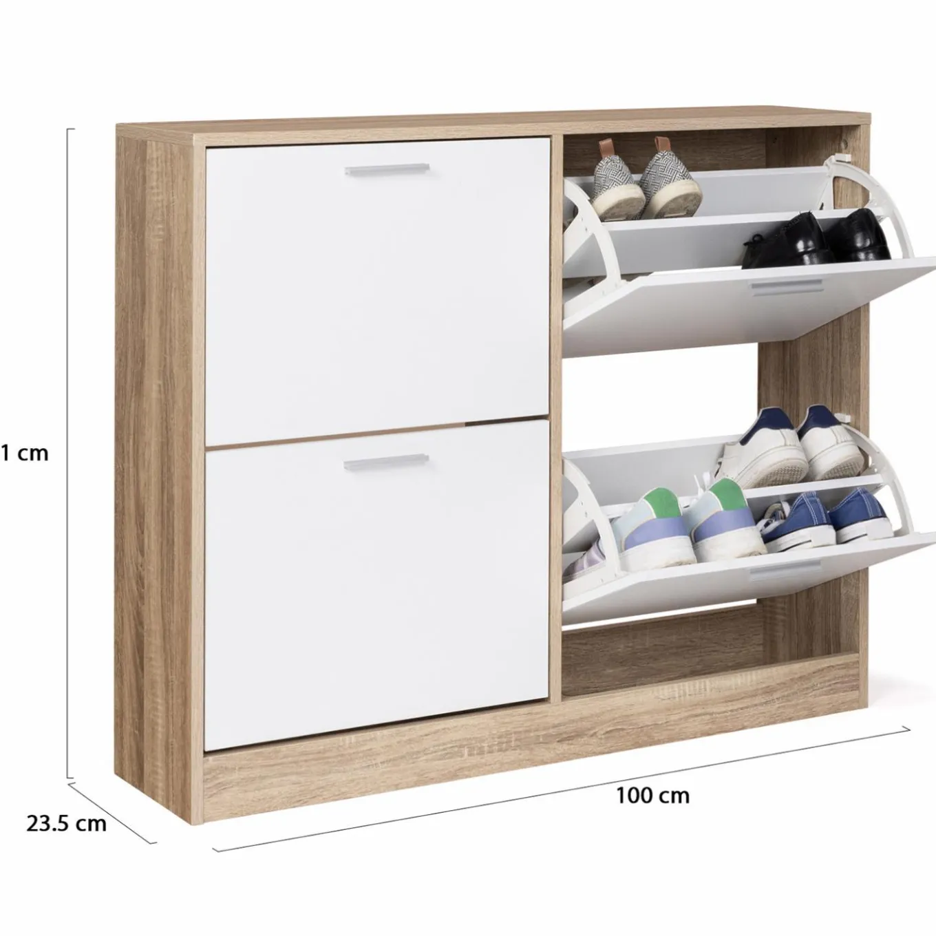 IDMarket Meuble à chaussures bois imitation hêtre 4 portes blanches* Petits Meubles|Meubles À Chaussures