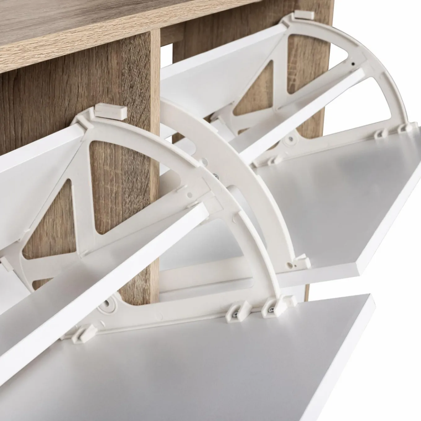 IDMarket Meuble à chaussures bois imitation hêtre 4 portes blanches* Petits Meubles|Meubles À Chaussures