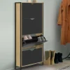 IDMarket Meuble à chaussures industriel avec 4 portes* Meubles À Chaussures|Vestiaires Et Meubles D'Entrée