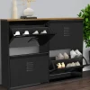IDMarket Meuble à chaussures industriel 20 paires 4 portes métalliques plateau bois* Rangement Et Accessoires|Collection Métal