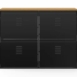 IDMarket Meuble à chaussures industriel 20 paires 4 portes métalliques plateau bois* Rangement Et Accessoires|Collection Métal