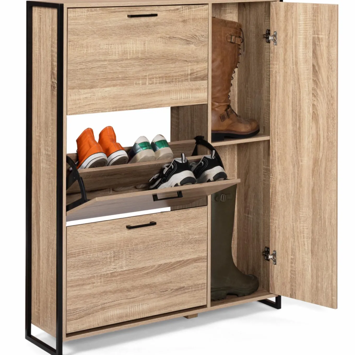 IDMarket Meuble à chaussures industriel avec 4 portes* Meubles Hauts|Meubles En Bois