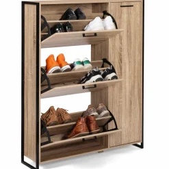 IDMarket Meuble à chaussures industriel avec 4 portes* Meubles Hauts|Meubles En Bois