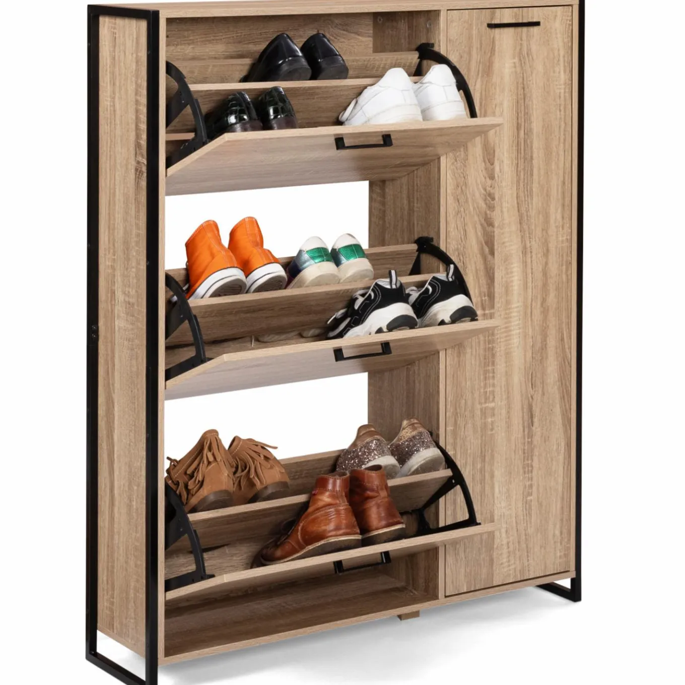 IDMarket Meuble à chaussures industriel avec 4 portes* Meubles Hauts|Meubles En Bois
