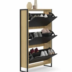 IDMarket Meuble à chaussures industriel avec 3 portes* Meubles À Chaussures|Vestiaires Et Meubles D'Entrée